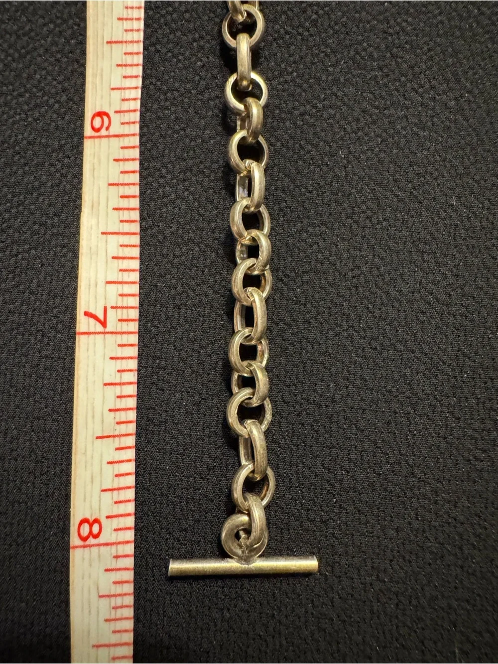 Sterling Silver 925 Rolo Link Toggle Bracelet 8” 12.24g